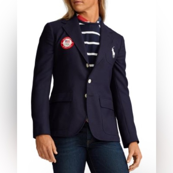 Polo Ralph Lauren Blazer Women’s 4 Navy 2020 USA Olympic Team Logo NWT - Picture 1 of 10
